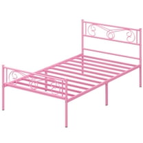 Yesurprise Twin Size Metal Platform Bed Frame Vintage Victorian Style Bed Mattress Foundation with Storage No Box Spring Needed Noise Free Easy Assembly