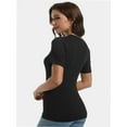 thumbnail image 2 of Women's Crew Neck Ribbed Fitted Shirt Basic Short Sleeves Summer T Shirt Tops, 2 of 7