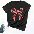 thumbnail image 6 of Kaemgyyd Valentine Shirts for Women Vintage Bow Printed T Shirt Rolled up Short Sleeve Valentines Gift Casual Tee Tops, 6 of 6