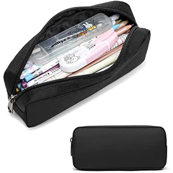 Small Pencil Case Large Capacity Pencil Pouch Marker Pen Bag Coin Pouch Office Stationery Organizer (Balck) Balck