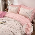 thumbnail image 2 of NTBED Colorful Flowers Comforter Set Soft Bows Mushrooms Kids Bedding Set with Sheet, Full, White, 2 of 10