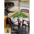 thumbnail image 4 of Outdoor Tablecloth with Umbrella Hole and Zipper, Christmas Tree Square Table Cloth 54x54 Inch Waterproof Tablecloth, Xmas Red Balls Pine Branches Snowflakes New Year Picnic Table Cover for Patio, 4 of 7