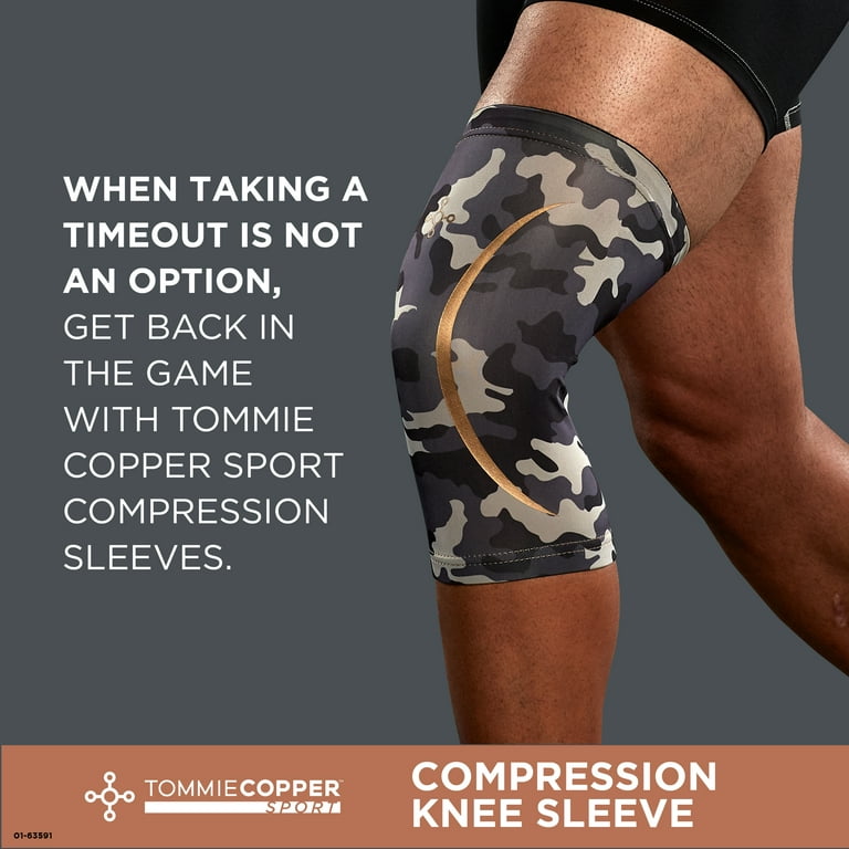 Tommie Copper Sport Compression Knee Sleeve, Grey Camo, Small