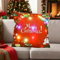 Japceit Holiday LED Cushion, Christmas Theme Pillow with Soft Lighting Effects, Festive Decor for Living Room, Bedroom Seasonal Display