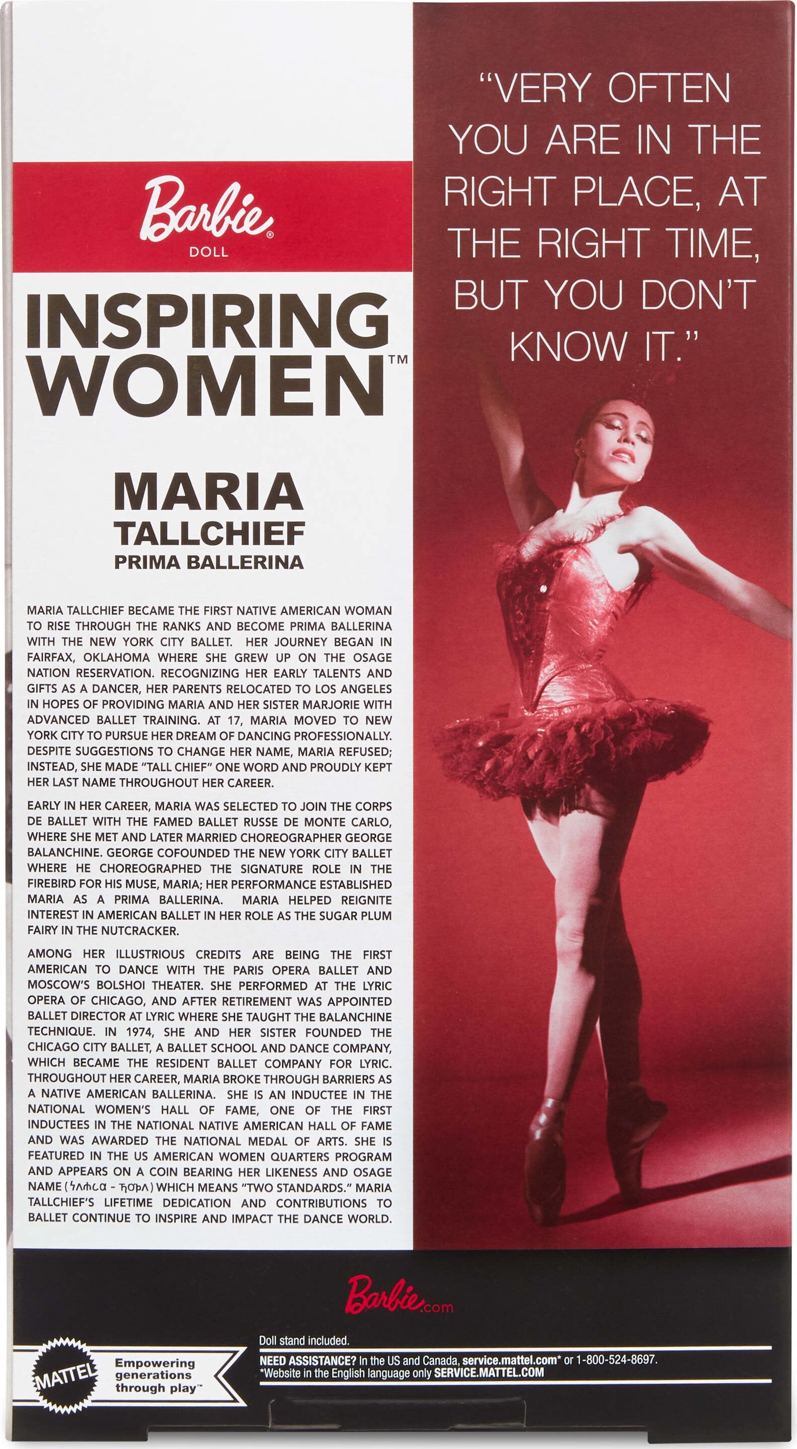 Barbie Inspiring Women Maria Tallchief Collectible Doll in Red Firebird Ballet Costume