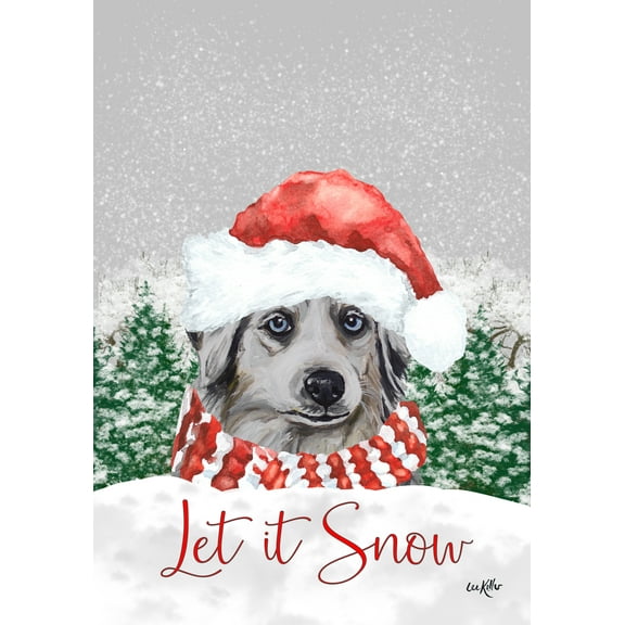 Australian Shepherd - Hippie Hound Studios Let it Snow Christmas Garden Flag