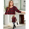 thumbnail image 3 of LARACE Women's Plus Size Casual Long Loose Fit 3/4 Sleeve Swing Tunic Shirt Top WineRed 3X, 3 of 7