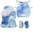 thumbnail image 2 of Jiueut White Blue Golden Marble Print Gaming Chair Cover with Armrest Cover, Stretchable Protection for Computer Chair Anti-Dust Reclining Gaming Chair Slipcover with Elastic Bottom, 2 of 7