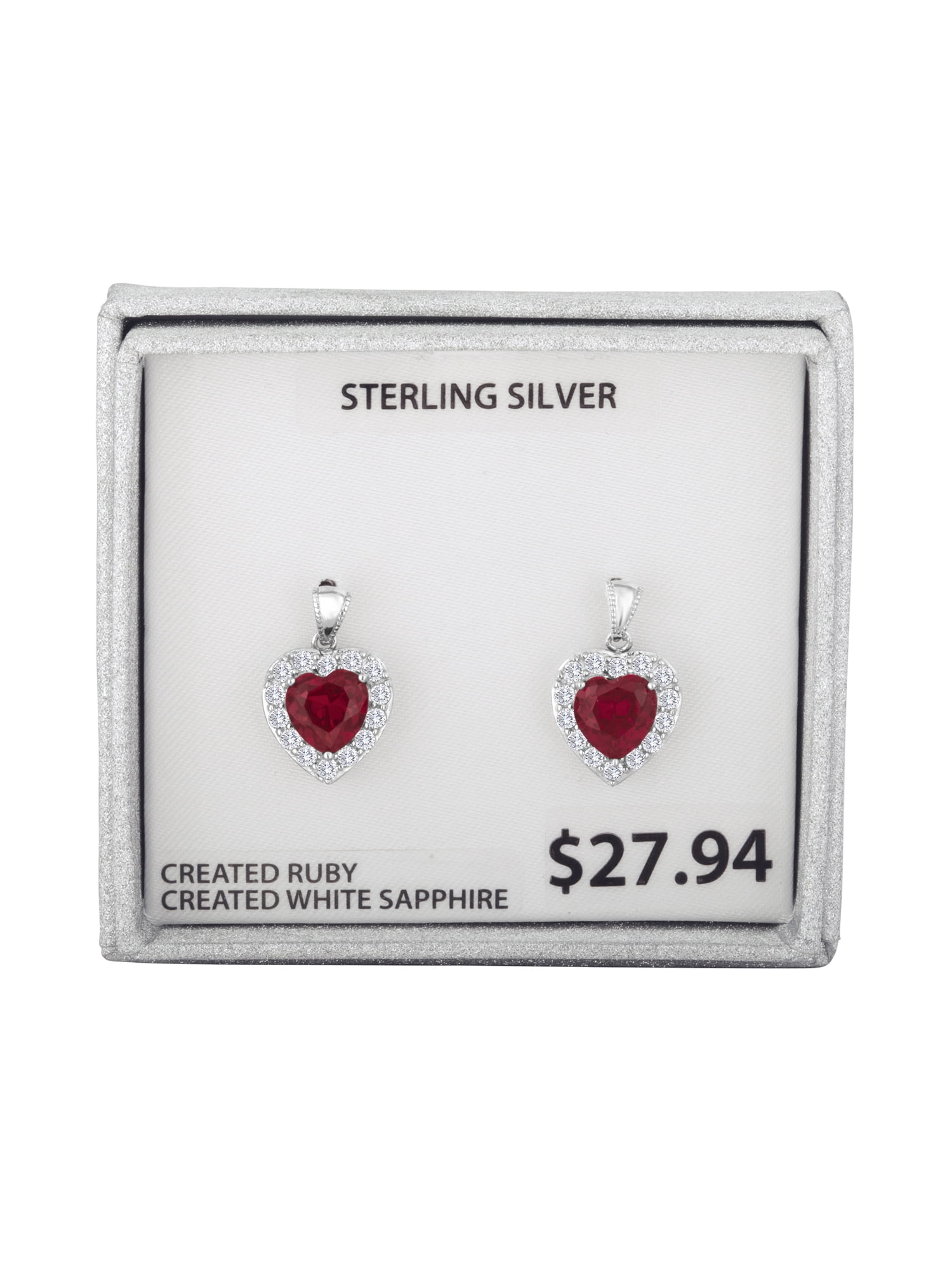 Ladies Brilliance Fine Jewelry Sterling Silver & Lab Created Ruby Earrings