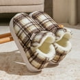 thumbnail image 4 of Checkered Booties Slippers for Women Warm Fleece Lined House Shoes Memory Foam Indoor Outdoor Plaid Fuzzy Boots, 4 of 6