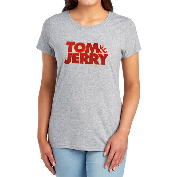 Tom and Jerry Movie Movie Logo Women's T Shirt,Athletic Heather, Small