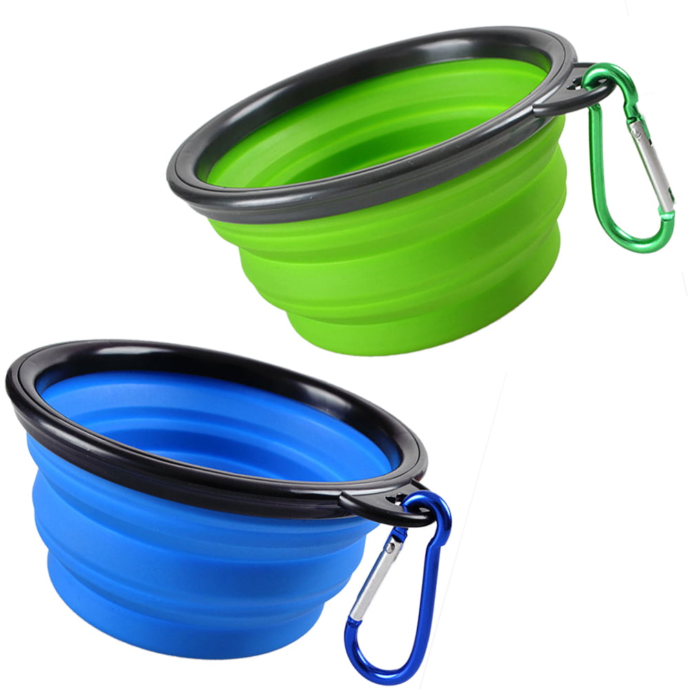Collapsible Travel Silicone Camping Crate Dish Bowl KIQ Pop-up Dog Bowl & Pet Bowl 2 Cup Set 