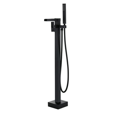 WOWOW Single-Handle Freestanding Tub Faucet with Hand Shower in Matter Black