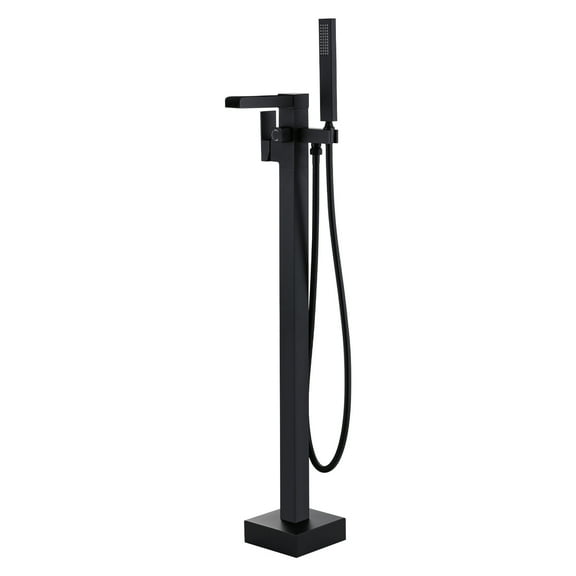 WOWOW Single-Handle Freestanding Tub Faucet with Hand Shower in Matter Black