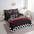 thumbnail image 2 of Catabedysis Race Car Alphabet Print 7pcs Queen Bedding,Plaid Letter W Design Bedding Comforter Set Queen,Black Reversible For Boys, 2 of 7