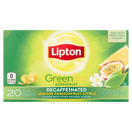 Lipton décaféiné Jasmine avec Passionfruit Sacs agrumes Thé vert, 20 ct
