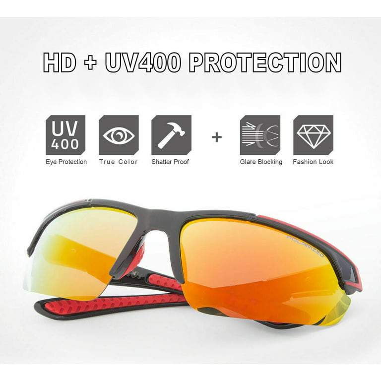 Polarized HD Sport Wrap Men Cycling Golf Ski Sunglasses Fishing Driving  Glasses, Block 100% of UVA,UVB and UVC Rays (Blue)