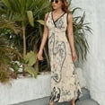 thumbnail image 6 of The Treasure Map Womens Night Club Maxi Dress V Neck Sleeveless Bohemia Long Dresses, 6 of 9