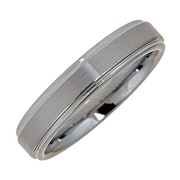 Tungsten Carbide Brushed Wedding Ring Recessed edge 5mm