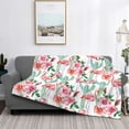 thumbnail image 2 of Rateoe Flamingo Flower Pattern Flannel Throw Blanket, Ultra-soft Blanket for Bed, Couch, Car, Hypoallergenic Anti-pilling blanket-80"x60"(Horizontal), 2 of 6