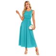 thumbnail image 1 of Vestido GRACE KARIN para verano de 2025, estilo A, con volantes fruncidos, maxi, azul claro, 1 of 5