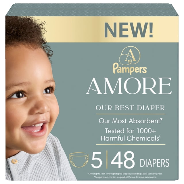 NEW Pampers AMORE, Size 5, lbs (20-37 lbs), Our Best Diaper