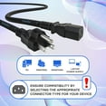 thumbnail image 2 of SatelliteSale Cable de Alimentación Universal para Computadora, Resistente y con Certificación UL, Macho NEMA 5-15P a Hembra IEC C13/C14, Cable Universal de PVC Negro, 1,8 M, 2 of 6