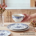 thumbnail image 2 of Onader 12 Piece Tableware Set, Rose Floral Dinnerware Set for 4, Ceramic Plates and Bowls Sets for Home Kitchen Restaurant, Scratch Resistant & Microwave Safe, Blue, 2 of 9