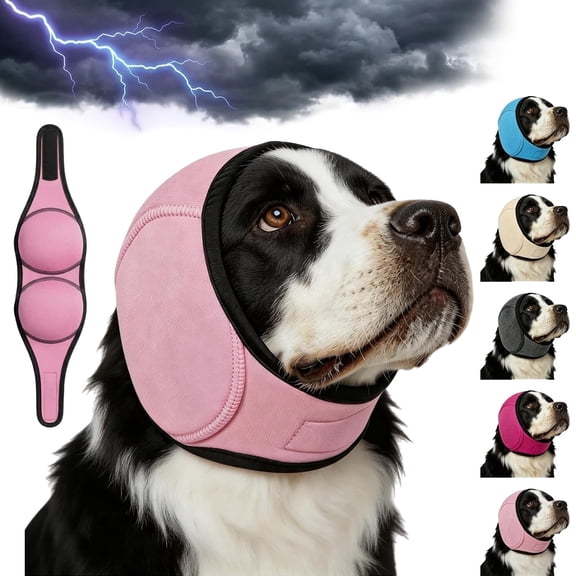 Zenpup Noise Cancelling Ear Wrap, No Flap Earmuffs & Hearing Protection, Adjustable for Grooming Bathing & Swimming (Pink, Small)