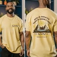 thumbnail image 4 of Unisex Jesus Christ Workout Shirt – The Ultimate Deadlifter Tee, Double-Sided Bible Verse T-Shirt John 11:25, Gold, Size XL, 4 of 6