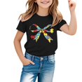 thumbnail image 2 of CPNG Children's Girls and Boys T Shirt Autism Awareness Bow Puzzle Print Loose Fit Tees Summer Casual Crew Neck Short Sleeve T-Shirt, 2 of 8
