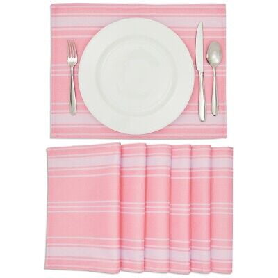 

6x Pink Striped Placemat Table Mat for Kitchen Dining Decoration 13 x 17 Inch