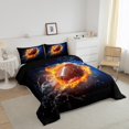 thumbnail image 3 of Erosebridal 3D Fire Rugby Bedding Comforter Set, Football Lover Comforter Sets , Soccer Sport Reversible Down Comforter, Ultra Soft Room Decorative, 2-Piece, 3 of 8