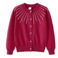 thumbnail image 5 of NIEWTR Girl's Print Sweater Cardigan Cute Bow Long Sleeve Crewneck Button Knit Cardigans 2t 3t 4t 5t 6t 7t(A-Red,5-6 Years), 5 of 5