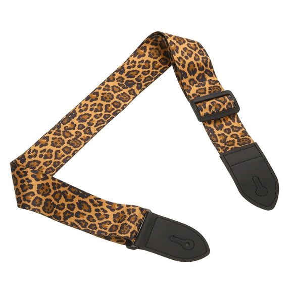 Guitar Strap, Adjustable Straps with Black Plastic Buckle, Light Brown Leopard