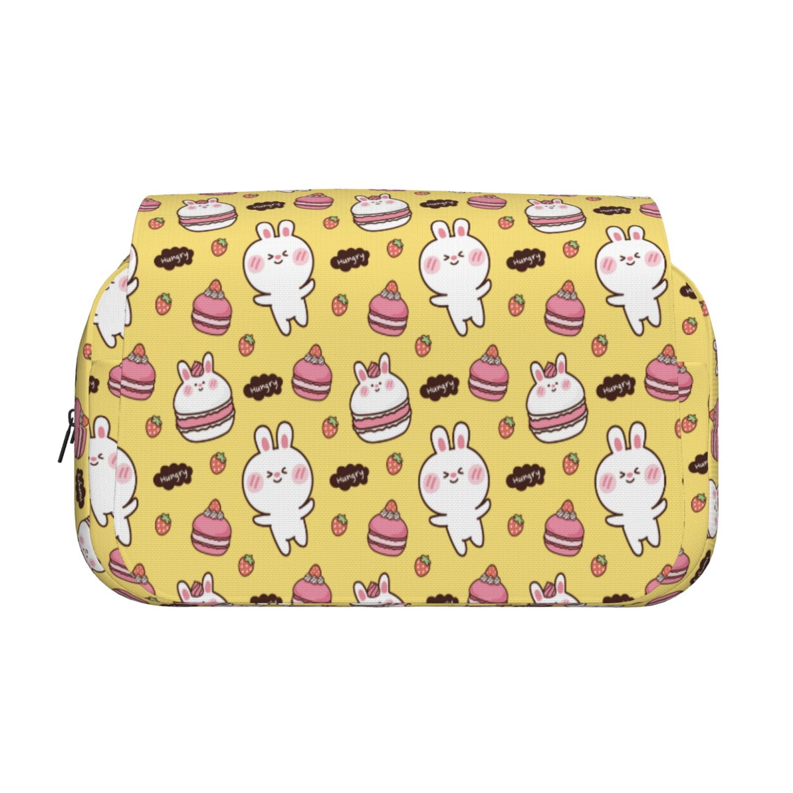 Rateoe Rabbit Hunger Pattern Double Clamshell Pen Case, Storage Organizer with Two Zipper Compartments– Holds Up to 50 Pencils & Pens
