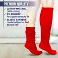 thumbnail image 4 of MDR Women's Extra Long Heavy Slouch Cotton Socks Made in USA 1 Pair Size 9 to 11 (Red), 4 of 7