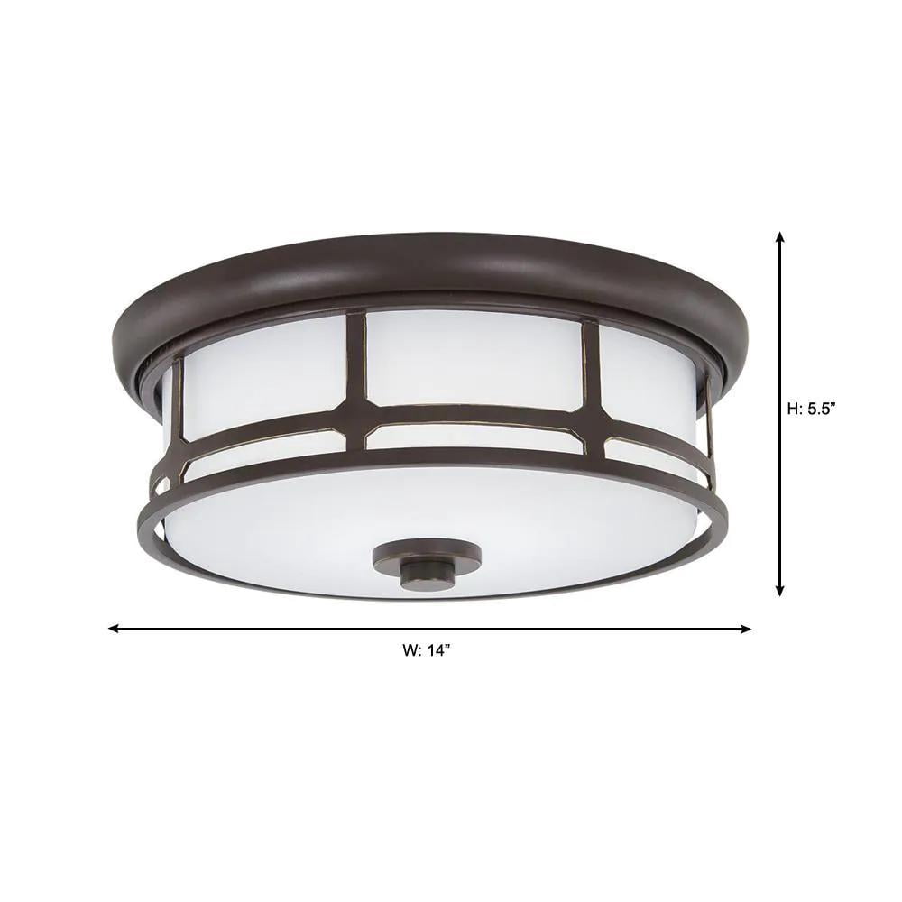 Hampton Bay Portland Court 14 in. 1-Light Oil Rubbed Bronze with Gold Highlights LED Flush Mount