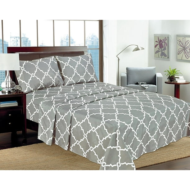 Empire Home 4Piece 16" DEEP POCKET Geometric Printed Sheet Set King