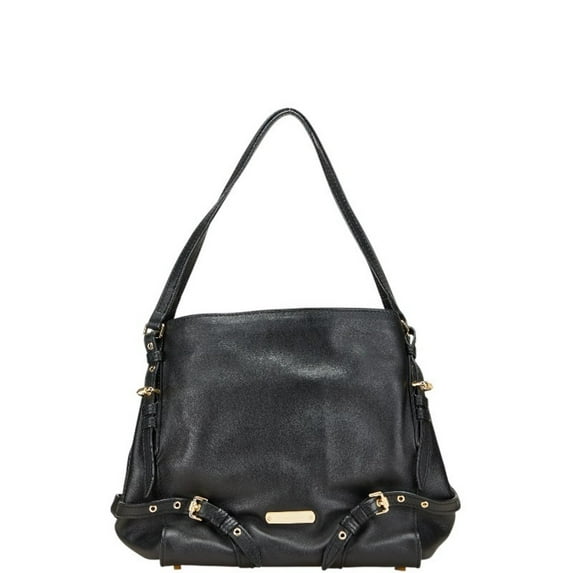 Pre-Owned Burberry Nova Check Belt Motif Tote Bag Shoulder Black Leather Women's BURBERRY