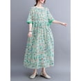 thumbnail image 2 of Vestido suelto de mujer con bolsillos Floral Medias mangas Cordón en la cintura Vestido de vacaci MABOTO Vestido, 2 of 7