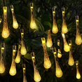 thumbnail image 2 of Guirnalda de luces solares, 7 m, 50 luces LED para exteriores, 8 modos, impermeable, con gotas de agua, guirnalda de luces solares para jardín, patio, fiestas (blanco cálido) esquí esquí Gafas de esquí, 2 of 5