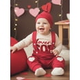 thumbnail image 4 of BemeyourBBs Newborn Baby Boys Valentines Day Outfits Lover Boy Letters Embroidery Long Sleeve Romper with Overalls Pants Set Cute Infant Spring Clothes, 4 of 9
