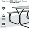 thumbnail image 4 of Moccha Picnic Table Bench Set - Portable Plastic Picnic Table w/Steel Frame & Wood-Like Texture, All Weather Heavy Duty Picnic Table Kit, Picnic Tables for Outdoors Garden Patio Party Dining (Grey), 4 of 18