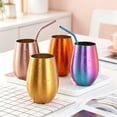 thumbnail image 4 of Miyuadkai Stainless Steel Wine Tumbler – Stemless Portable Metal Cup with Straw, Black, Outdoor Pool, Camping, Cookouts, Labor Day Weekend, Fall Tailgating, October Parties, 4 of 9