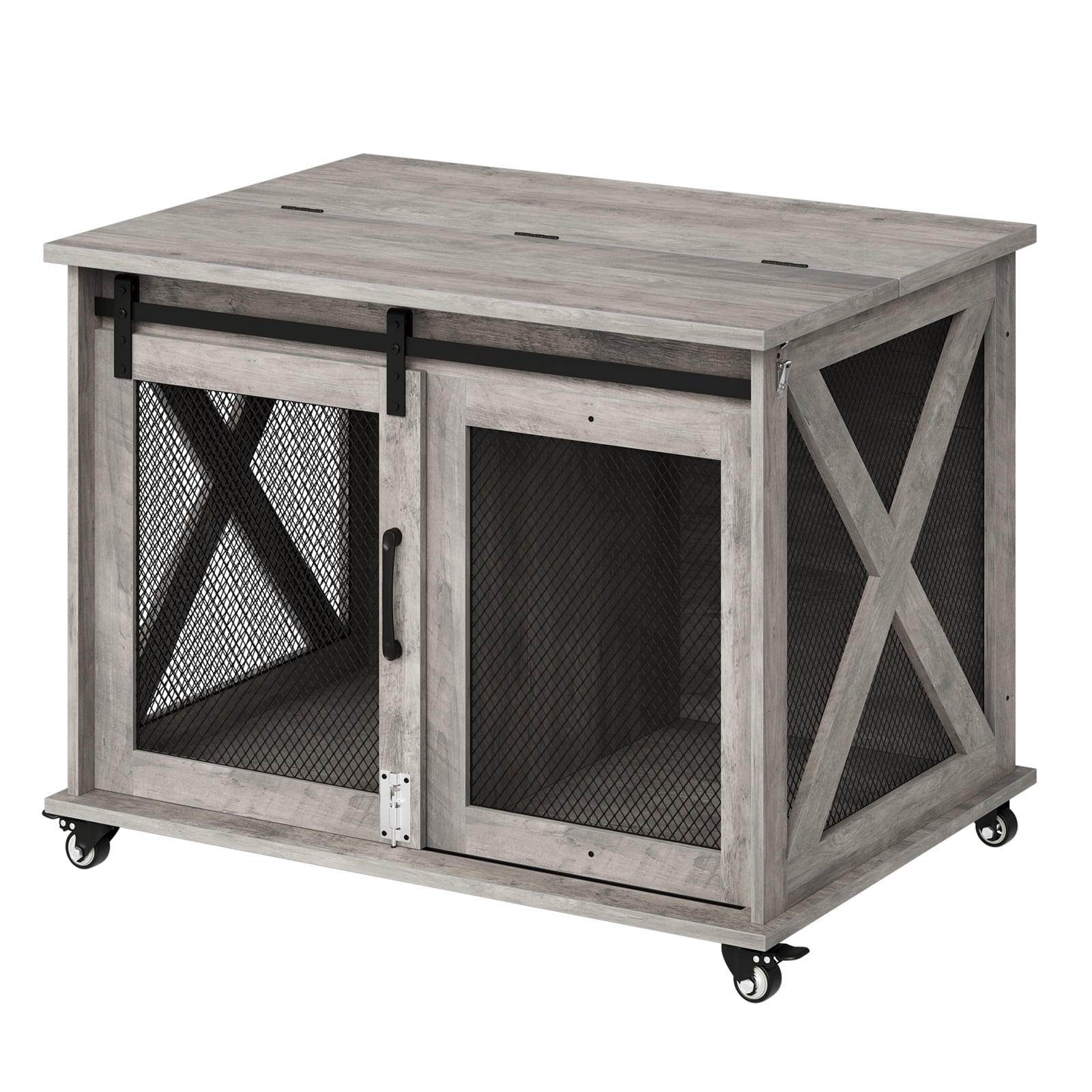 Farmhouse Chic: 37" Dog Crate as Home Decor | Stylish Sliding Door Kennel That Enhances Your Living Space