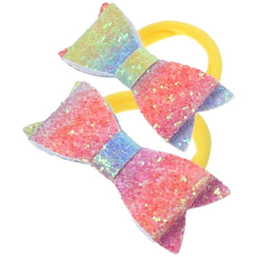 2 Pcs Children's Bow Hair Tie Ribbons Girl Ties Elastic Rope Ponytail with Bows Holders Girls