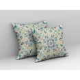 thumbnail image 2 of Rose Wreath Indoor/Outdoor Pillow with Removable Cover in Off-White Blue 26x26, 2 of 5