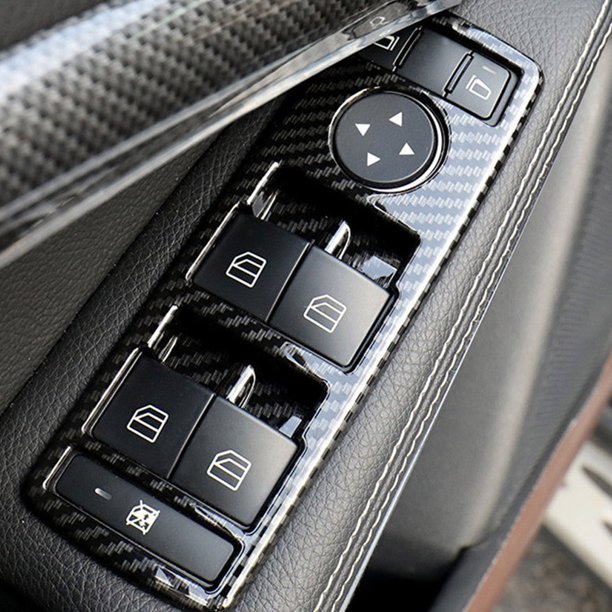 Cubierta Embellecedora Del Botón Del Interruptor De La Ventana, Patrón De Fibra De Carbono, 5 Piezas Para Benz A B C E CLA GLA GLK ML GLE Clase W204 W212