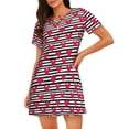 thumbnail image 1 of Vsdgher Motif Cœurs et Lignes Chemise de Nuit à Manches Courtes Col Rond Mignonne Robe de Nuit Confortable, 1 of 6